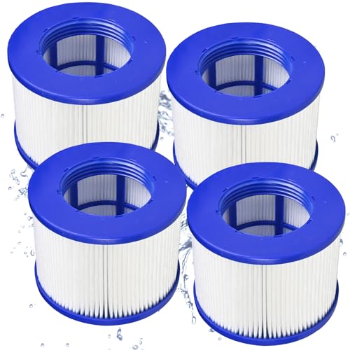 SLSM Hot Tub Replacement Filter Cartridges Compatible with All RELXTIME Hot Tub,Filter Cartridges for Inflatable Spa,Clever Spa Filter,Screw-in Spa Filters for Massage Pools (4 Pcs)