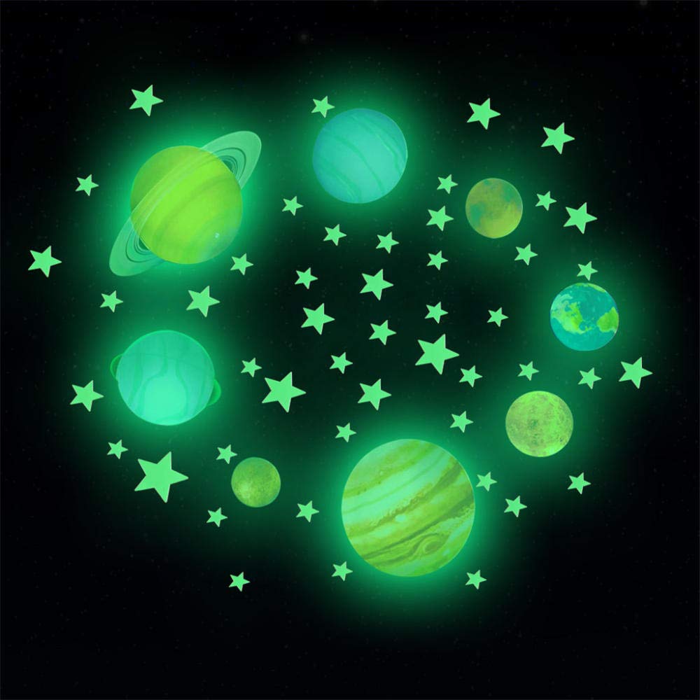 Sticker mural fluorescent l'univers planet à haute brillance nocturne pour plafond