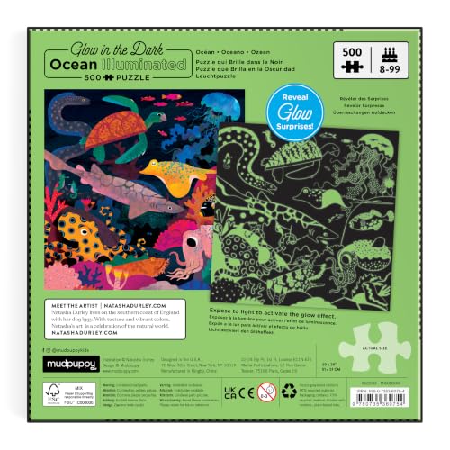 Mudpuppy Puzzle Ocean Iluminado en la Oscuridad 500 Piezas para Niños y Familias, Rompecabezas con Tema Oceánico que Brilla en la Oscuridad miniatura 6