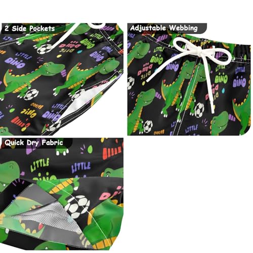 Swimming Trunks for Kids, Anti-Chafe Swim Trunks Boys 2 T, Playful Dinosaur Soccer Ball3