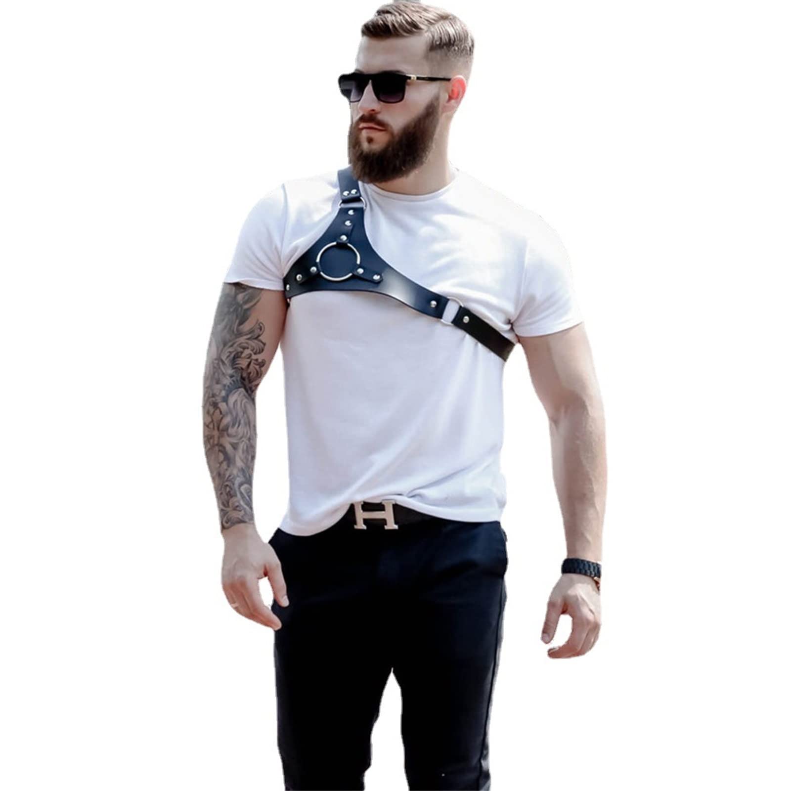 Amazon.co.jp: メンズ ハーネスベルト PUレザーバインディングベスト