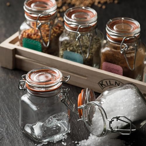 Image of Kilner Premium 6 x 70ml Airtight Clip Top Borosilicate Glass Jar |Glass Container Ideal for Kitchen Storage, Yogurt, Overnight Oats & Pickles