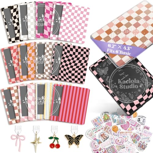 Image of KACIOLA STUDIO 24PCS Warm Color Skin for E-Reader, and 4PCS Type C Charms for E-Reader with Scrapbook Stickers, 6.2 inchx4.3 inch Skin Front and Back Decal Inserts for Basic (Warm Color)