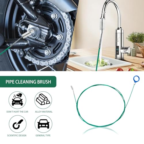 Abflussbürste, 300cm Schiebedach Reinigungsbürste Extra Lang Rohrreinigungsbürste Abflussreiniger Werkzeug Rohrreinigungsspiralbürste für Auto Schiebedach und Kühlschrank Grün