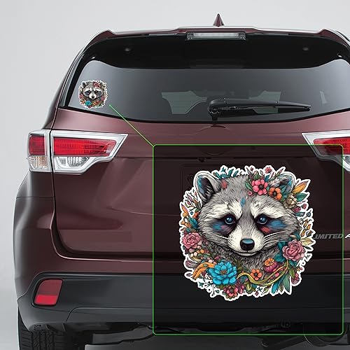 Image of Yoonek Graphics Raccoon Vinyl Decal Sticker for Car, Laptop, Tumbler, More. #007668-4 inch