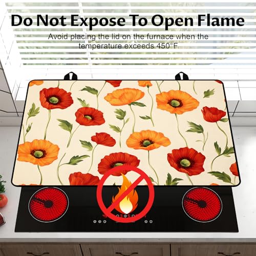 Image of BVBOX Stove Top Cover for Electric Stove, 28 inch x 20 inch Glass Cooktop Protector Mat with Hanging Loops, Anti-Scratch Non-Slip Dish Drying Mat, Washable Countertop Pad