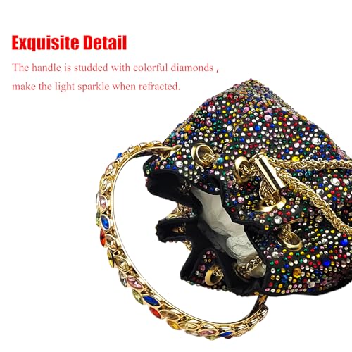 Image of HUANG ZHUANG Colorful Crystal Soft Purse Sparkly Rhinestone Handbag Women Clutch Bling Party Crossbody Bag for Prom Cocktail