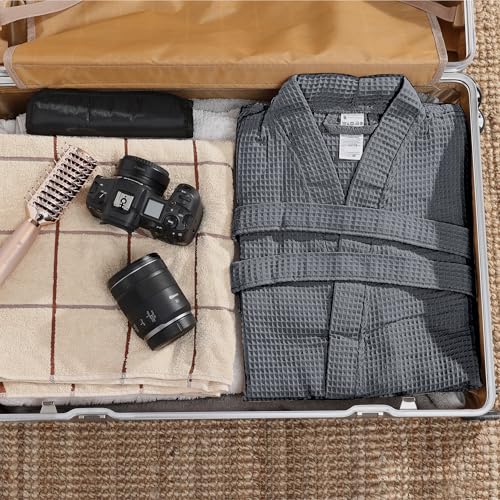 HOMELEVEL Accappatoio Uomo e Donna - Accappatoio Unisex a Nido D'Ape - Morbido in 100% Cotone - Leggero e Salvaspazio da Casa e da Viaggio - Taglie S-6XL - Immagine 3