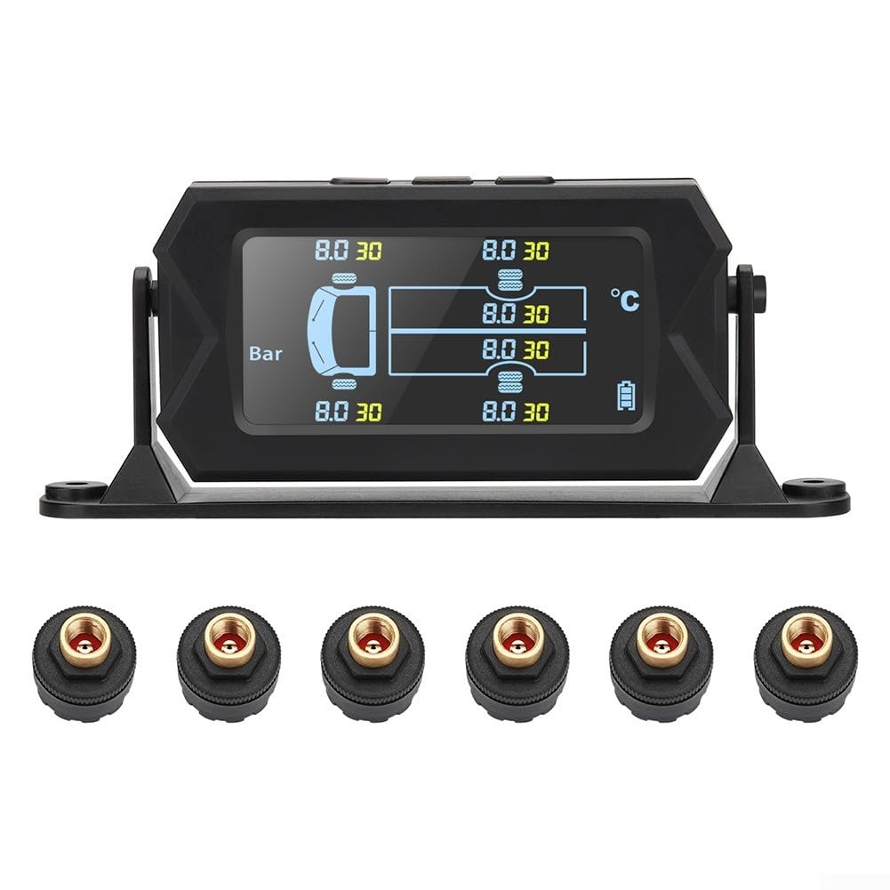 Autoreifendruckkontrollsystem mit Solar TPMS, kabellos, 6 externe Sensoren (15bar)