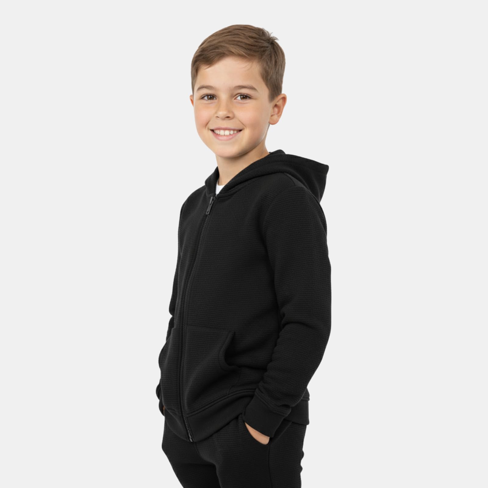 EMBLIKA Premium Boys Zip Up Hoodie |Comfortable and Stylish & Everyday Essential|Kids Sweatshirt | Kids Winter Wear Black 1