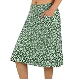 ANIVIVO Women's Skorts Knee Length, Modest Long Athletic Sports Casual Skirt with High Waisted Pockets(Green Floral,M)