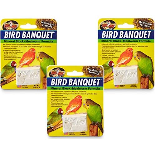 (3 Pack) Zoo Med Bird Banquet Mineral Blocks – Mealworm Formula – Small (1 Ounce Per Pack)
