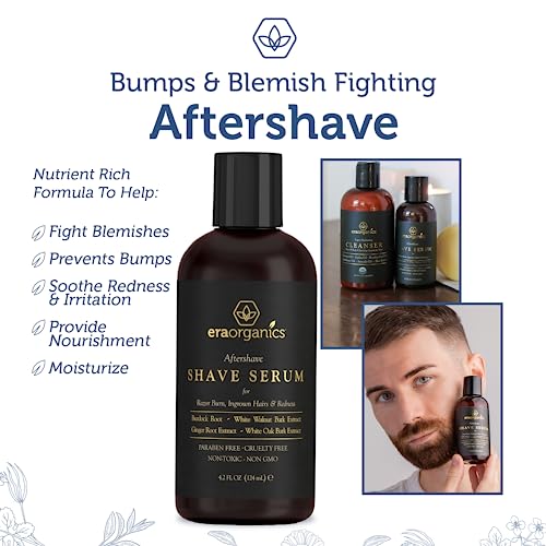 Era Organics Aftershave For Men - Soothing And Moisturizing After Shave Lotion For Men Made In The Usa - Exfoliating Ingrown Hair Serum For Bumps And Irritation With Ginger Root And Burdock Root #TOP4