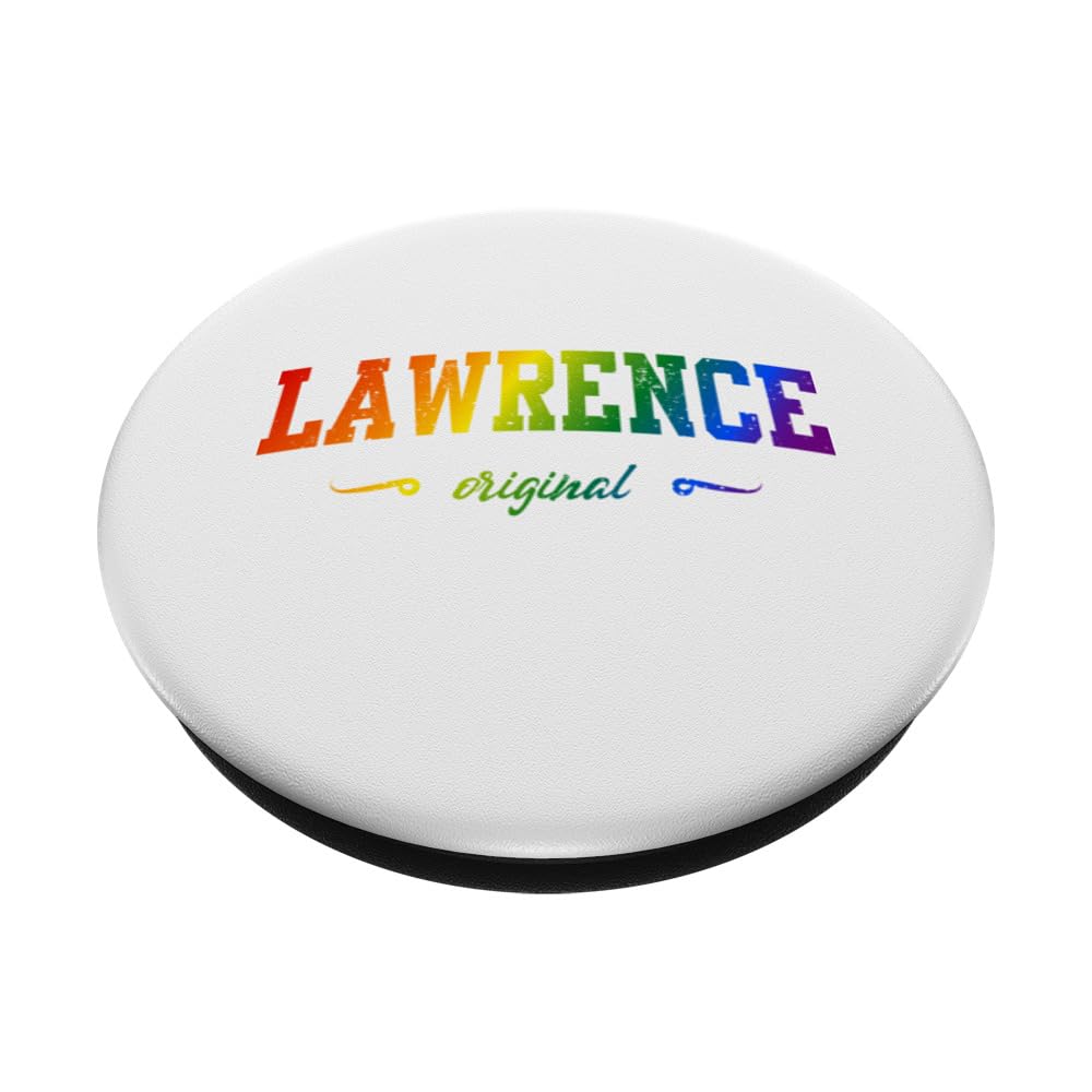 Lawrence Massachusetts Vintage Lgbtqai Rainbow PopSockets Swappable PopGrip, Black - Image 2