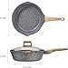 Starunder Induction Nonstick Skillet Frying Pan With Lid,Swiss Granite Omelette Pan, Scratch-Resistant Safe Cookware Set，PFOA Free(8 inch)
