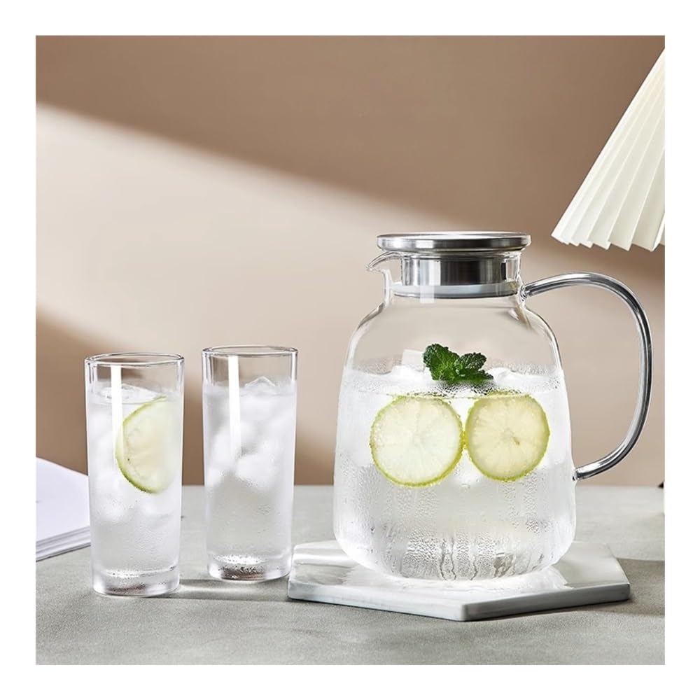Teekanne, Glas-Kühlkessel mit großem Fassungsvermögen – Hochtemperaturbeständiger Krug for kaltes Wasser und Saft