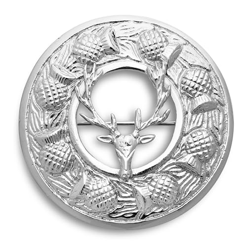 Image of Kilt Emporium Scottish Stag Kilt Brooch Pin - 3-Inch Rust-Free Brass