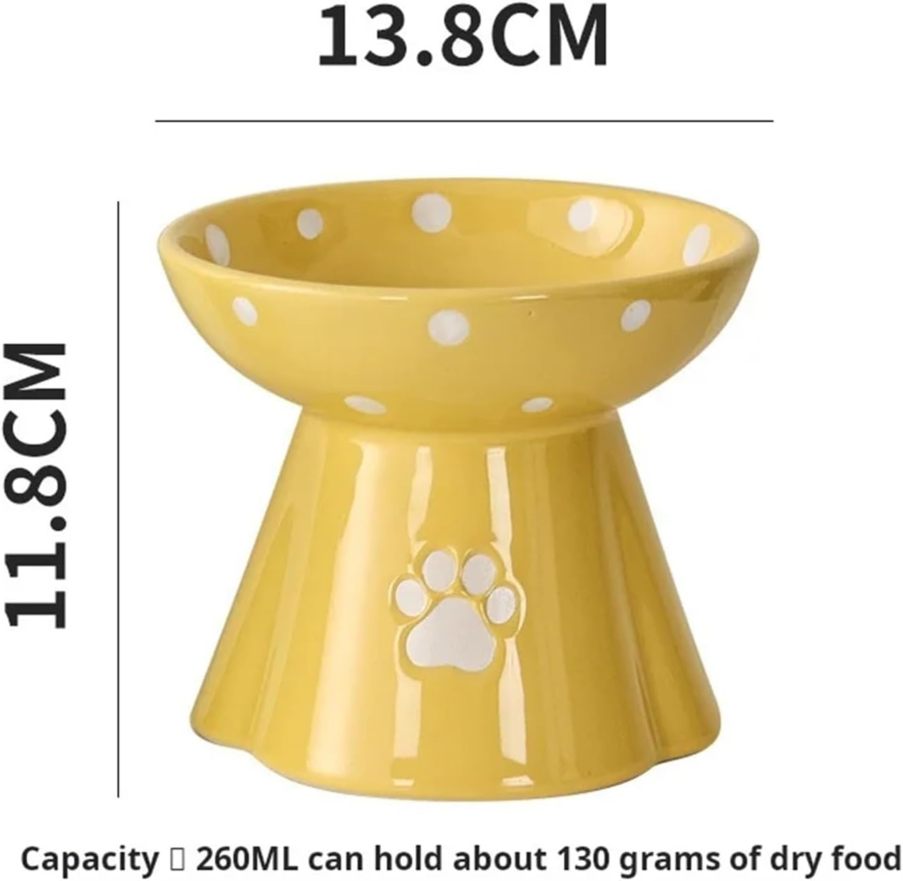 Ceramic Elevated Cat Bowl, Cervical Protection Pet Food Basin with Anti-Black Chin Design for Cats & Teddy Dogs(Red)