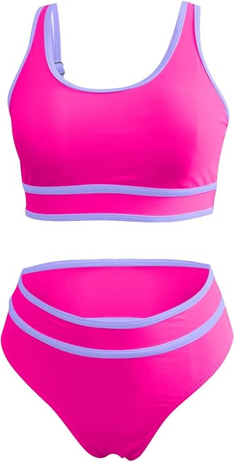 Women's Swimsuit Tankini Tummy Control Bathing Suits Two Piece Full Coverage Slim Swim Suits with High Waisted Bottom