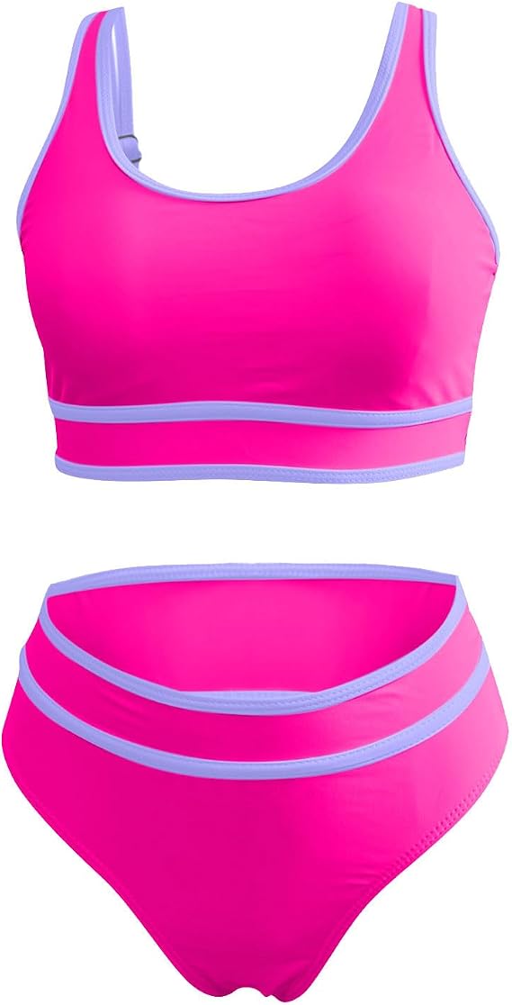 Women's Swimsuit Tankini Tummy Control Bathing Suits Two Piece Full Coverage Slim Swim Suits with High Waisted Bottom