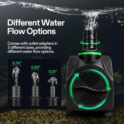 Image of VIVOSUN 550GPH Submersible Fountain Water Pump for Pond, Aquarium, Statuary