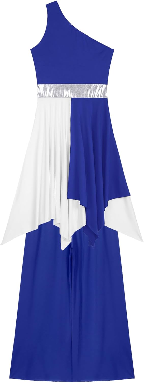 Praise Dance Dresses for Women Asymmetric Overlay Dress + Wide-Leg Pants Worship Liturgical Dancewear