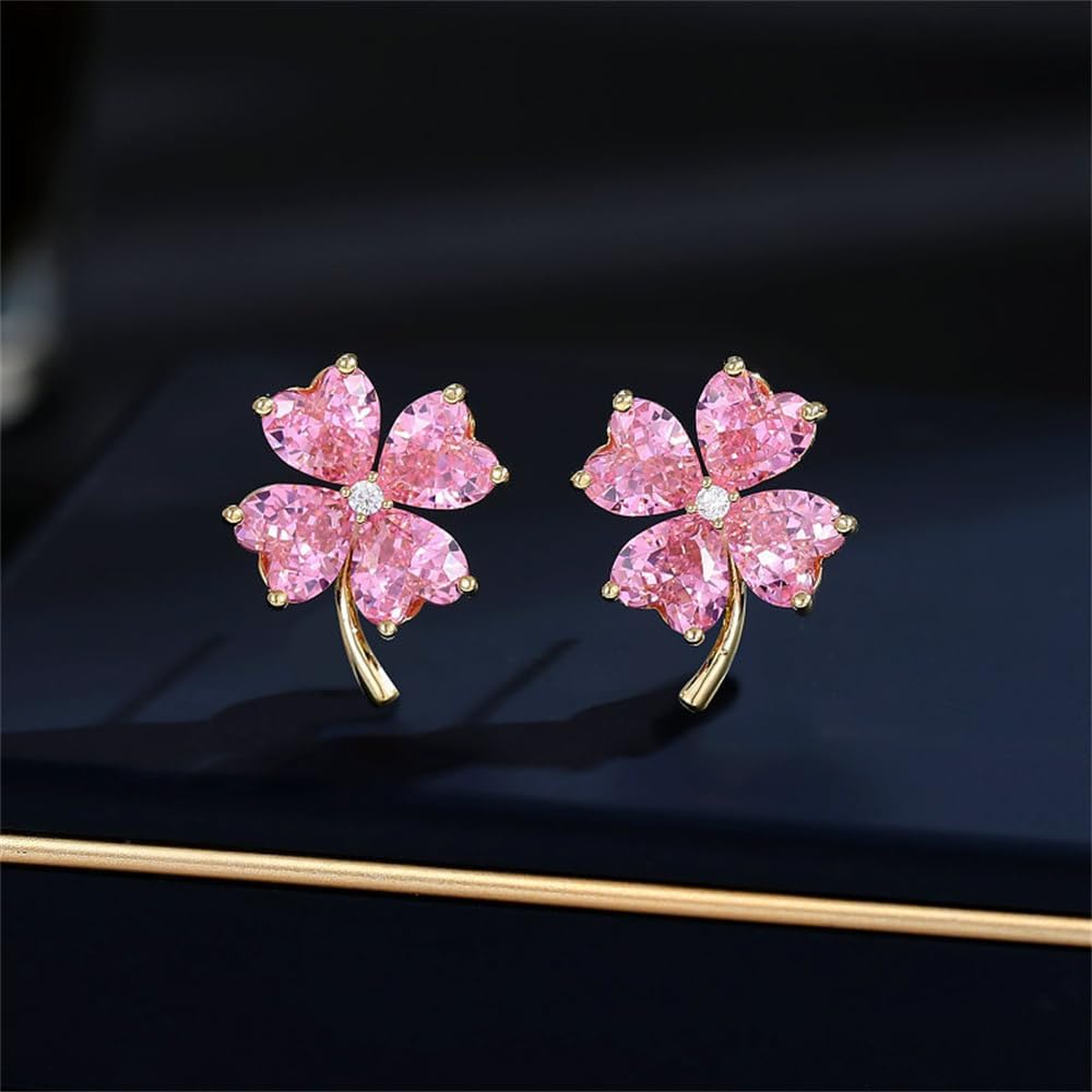 Crystal Heart Clover Leaf Stud Earrings for Women Girls 925 Sterling Silver Post Pin Hypoallergenic Luck 4-Leaf Flower Small Studs Earring Fashion St.Patrick's Mother's Day Birthday Jewelry Cute Gifts - Image 4