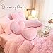 K MASANIJI 2 Pack Fluffy Pink Heart Pillow for Girls, Kids 15x18 inches Shaggy Faux Fur Cottagecore Princess Decorative Bed Sofa Toy Gift for Her (Pink Heart, Polyester)