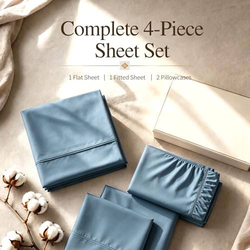 Image of MEISHANG 1000TC Egyptian Cotton Sheets King, 16 inch Deep Pocket | 1000TC Egyptian Cotton Sheets, Sateen Weave, Ultra Soft & Breathable, OEKO-TEX Certified