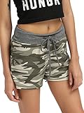 SweatyRocks Workout Yoga Shorts Pants Hot Shorts for Women Camouflage Green Large