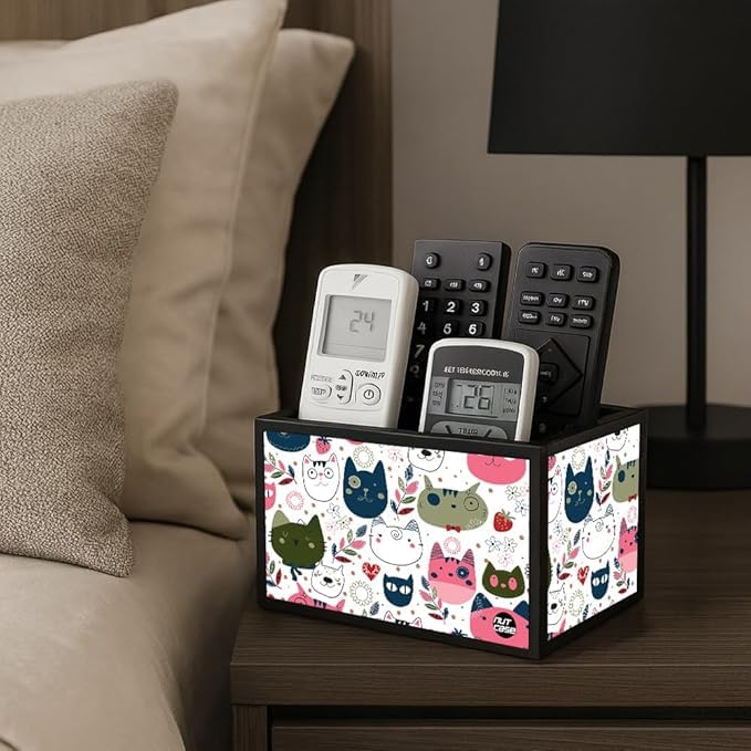 Nutcase Designer Wooden Remote Control Holder Stand Organizer Caddy for TV/AC Remotes-Multipurpose Desk Organiser-6�x4�x4� 1
