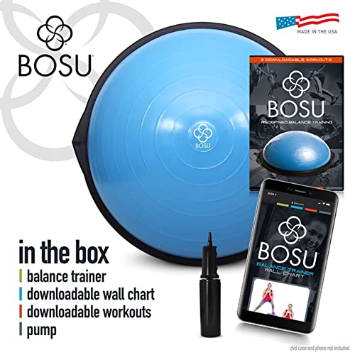 Bosu Balance Ball Exercise Trainer, Home Gym Equipment w/ Guided Workouts & Pump, 26", Blue - Inflatable Fitness Platform for Strength Training, Standing, Balancing, and Core Workout by BOSU - Image 5