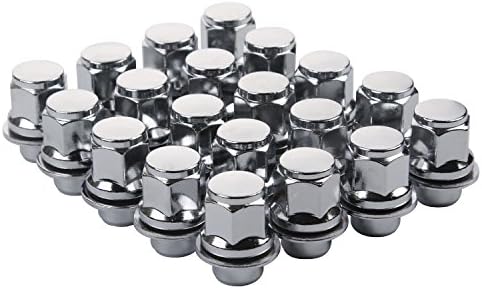 ZY WHEEL Set of 20pcs 12X1.5mm Hex 13/16'' (21mm) Chrome Mag Style Lug Nuts with Washer Closed End for Toyota Lexus Scion Pontiac Factory OEM Mag Seat Wheels