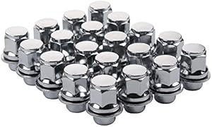 ZY WHEEL Set of 20pcs 12X1.5mm Hex 13/16'' (21mm) Chrome Mag Style Lug Nuts with Washer Closed End for Toyota Lexus Scion Pontiac Factory OEM Mag Seat Wheels
