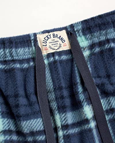 Lucky Brand Men's Pajama Set - 2 Piece Long Sleeve Crew Neck And Flannel Lounge Pants, Size Medium, Vintage Indigo/Vintage Indigo Print #TOP3