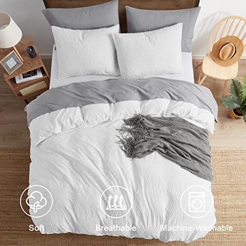 Image of Nestl Boho Bedding Sets & Collections - Boho Duvet Cover Twin, 2 Piece Twin Duvet Cover Set, Double Brushed White Duvet Cover with Zipper Closure, 1 Duvet Set 68x90 inches and 1 Pillow Sham