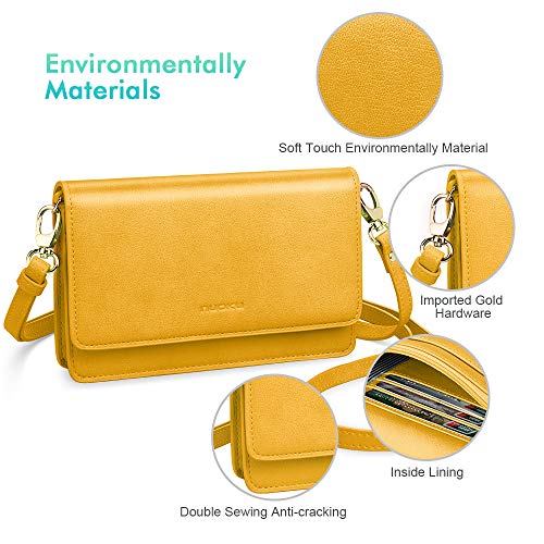 Image of nuoku Women Small Crossbody Bag Cellphone Purse Wallet with RFID Card Slots 2 Straps Wristlet