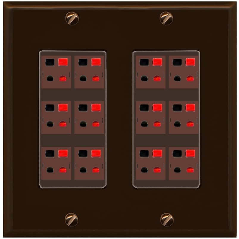 RiteAV 12.0 Surround Sound Speaker Cable Terminal Wire Wall Plate for Home Theater - 2 Gang [White]