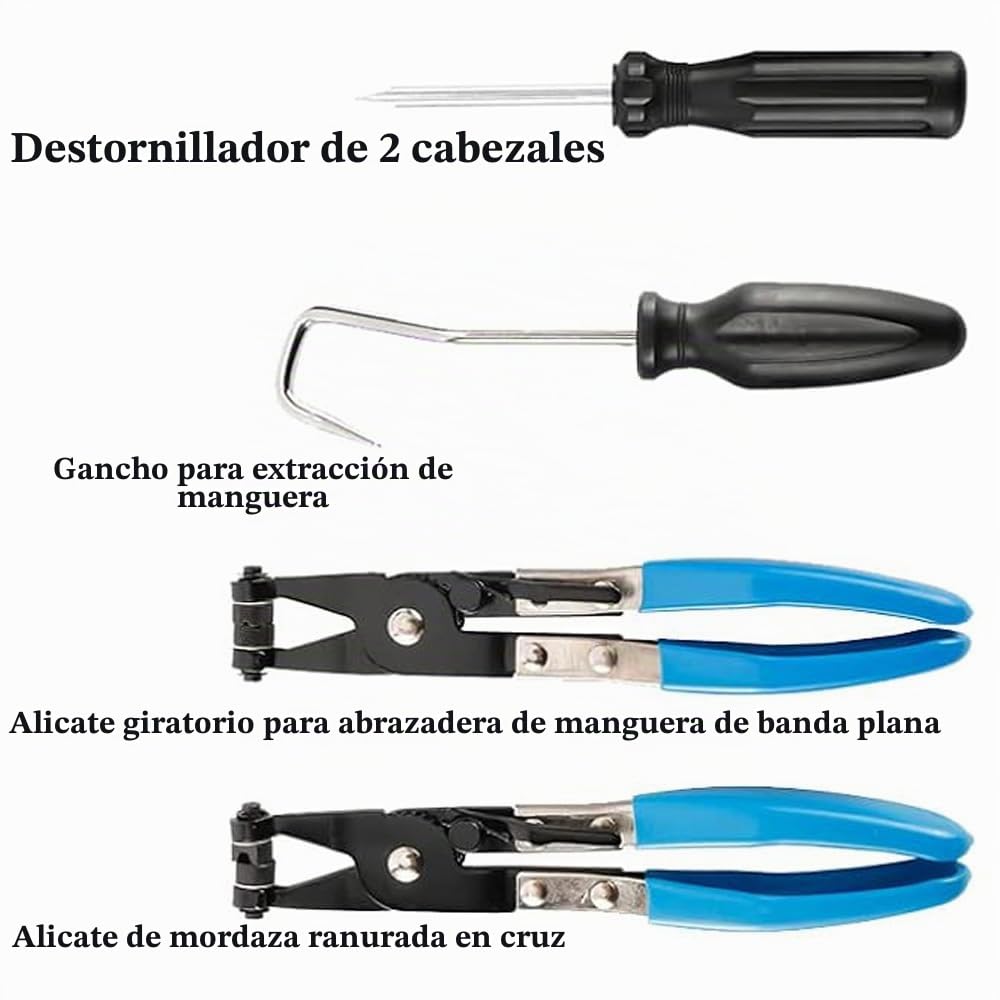 Juego de 9 pinzas para abrazaderas de manguera y 6 pinzas para manguera de coche, abrazadera de abrazadera de abrazadera de manguera de coche, abrazadera de collar, abrazadera (azul)