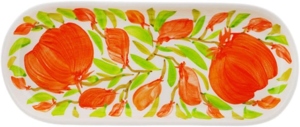 Polmedia Polish Pottery Platter 8-inch UNIKAT - Apricot Petals Pattern Handmade in Boleslawiec Poland by Ceramika Dalia + Certificate of Authenticity