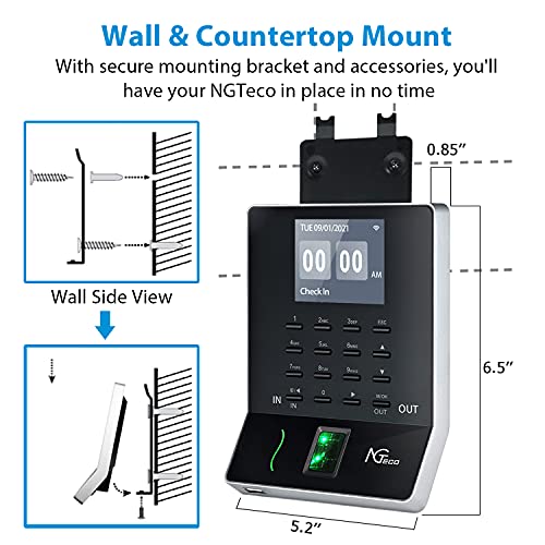 NGTeco Time Clock, MB2＆W2 Time Clocks for Employees Small Business with Face, Finger Scan, RFID and PIN Punching in One, Office WiFi Time Card Machine Automatic Punch with APP for iOS Android