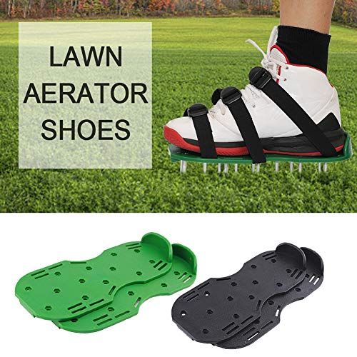 1 Pair Lawn Aerator Shoes Upgraded Heavy Duty Spike Aerating Sandals For Soil With Adjustable Straps For Men Women Loose Soil,Black