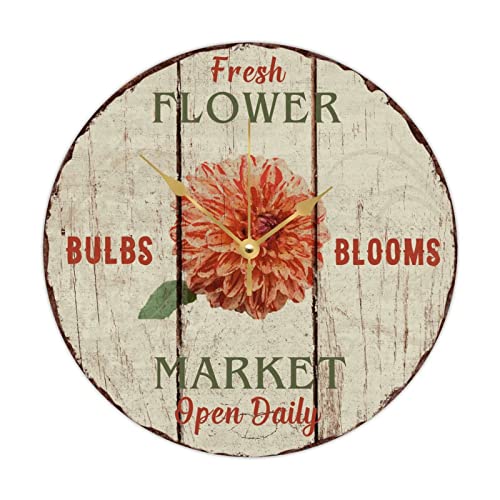 Horloge murale Dahlia bois rétro à piles 38cm pour cuisine et chambre - 2