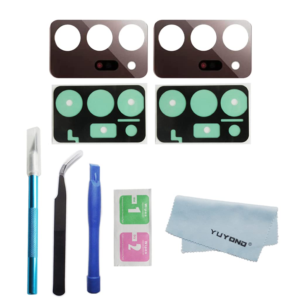 YUYOND2pcs OEM Original Rear Camera Glass Lens Replacement for Samsung Galaxy Note 20 Ultra 5G (All Carriers) with Repair Tools Kit (Mystic Bronze)