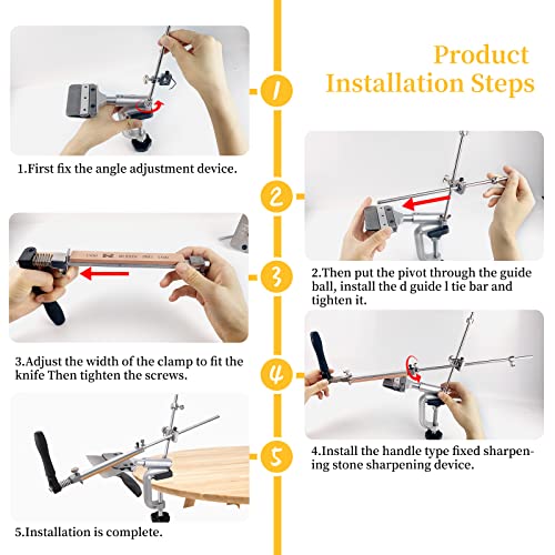 Rx-008 Knife Sharpener Kit System With 10 Whetstones-360° Rotation Flip Design-Fixed Angle Stainless Steel Professional Chef Knife Sharpening Kit #TOP3