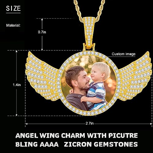 YIMERAIRE Chain Pendant 18K Gold Plated Hip Hop Jewelry Picture Pendant Necklace for Men Angel Wing Necklacewith Pendant Custom Jewelry Valentines Day Gifts2