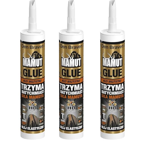 Mamut Glue Montagekleber, Kartusche 290ml, Universal-Montagekleber schnell bindend, hohe Haftkraft, wasserdicht, 40°C bis + 90°C, Weiß (3)