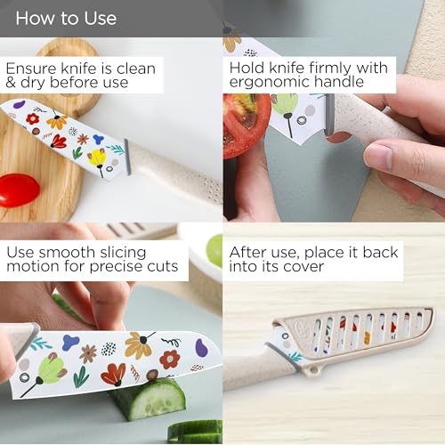 Image of UMAI Sharp Knife for Kitchen (7 Inch) Chef Knife | Chaku Knife | Printed Knife| Nife | Chopping Knife | Steel Kitchen Knife with Cover | Chopper Knife for Kitchen (Golden) (White)