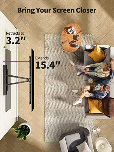 Am Alphamount Full Motion Tv Wall Mount For Most 37-75 Inch Tvs Up To 100 Lbs, Swivel Tv Mount With Dual Articulating Arms, Wall Mount Tv Bracket Max Vesa 600X400Mm, Fits 16″ Wood Studs, Aplf6 #TOP5