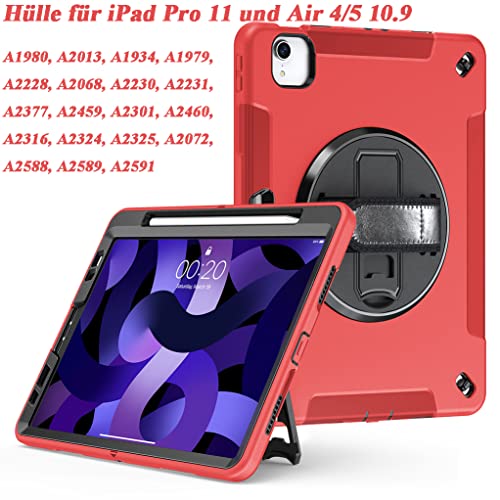 Case for iPad Pro 11 and Air 4/5 10.9, Triple Protection, Full Protection TPU Case with 360° Rotating Stand - Image 2